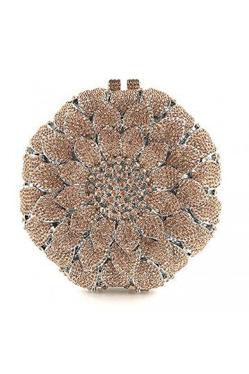 GALSOR Sac de fête pour femme - Sac de soirée en strass - Motif floral - Pour mariage - Pour cocktail ou banquet, doré, 14.5x