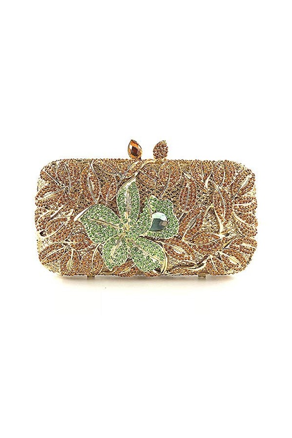 GALSOR Sac de fête pour femme - Pochette de soirée en strass - Motif floral - Pour mariage, cocktail formel - Avec chaîne, do