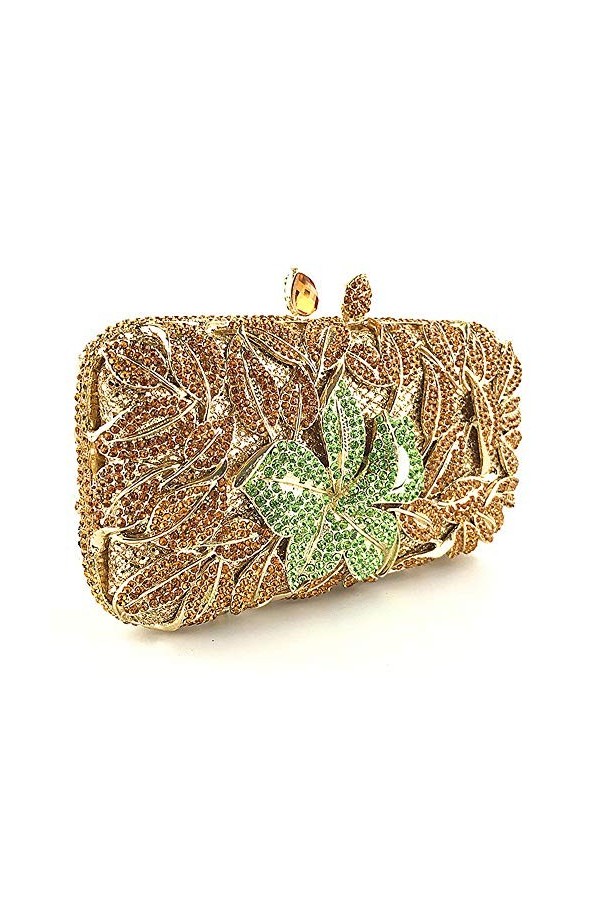 GALSOR Sac de fête pour femme - Pochette de soirée en strass - Motif floral - Pour mariage, cocktail formel - Avec chaîne, do