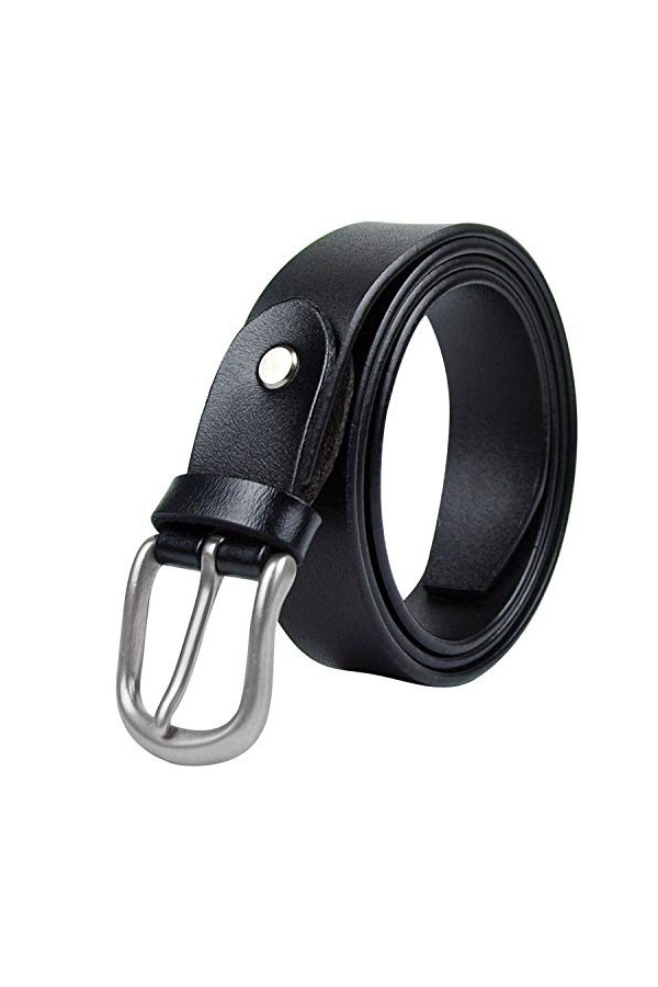 Hanshengday Ceinture en cuir véritable pour femme avec boucle en alliage 2,8 cm - Marron - L（taille 84/94 cm ）