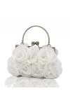 GALSOR Sac de fête Sac en tissu floral satiné Sac de soirée Sac de robe Sac de mariée Sac de banquet Color : Bianco, Size : 