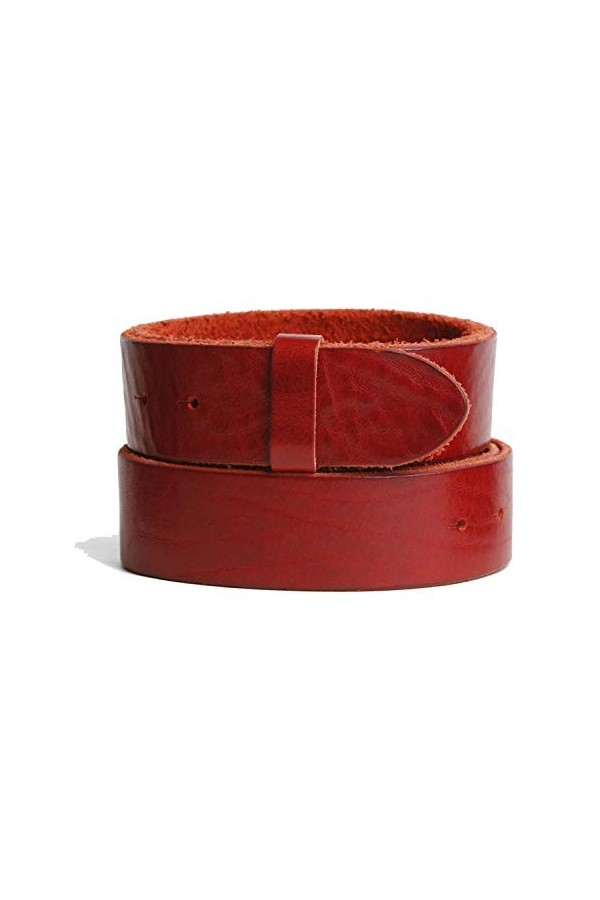 VaModa Ceinture en cuir 4cm | Jeans Belt 40mm pour homme et femme | modèle Utah | couleur rouge, Longueur-85cm, Druckknopfs