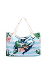 JANSBEN sac de plage XXL femme grand sac toile sac bandoulière avec fermeture éclair Crabe 