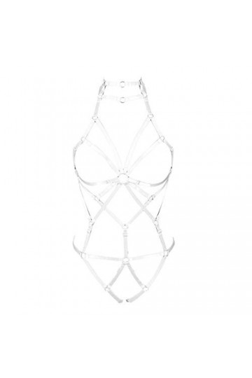 PETMHS Ensemble de lingerie pour femme avec sangle et porte-jarretelles - Style punk, gothique, Halloween, fête, danse, rave 