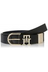 Tommy Hilfiger Ceinture Femme TH Lux 3.0 Rev Ceinture Cuir, Noir Black/Space Blue Mix , 75