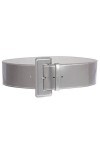 Ceinture large en cuir verni pour femme, Argenté., M/L - 36