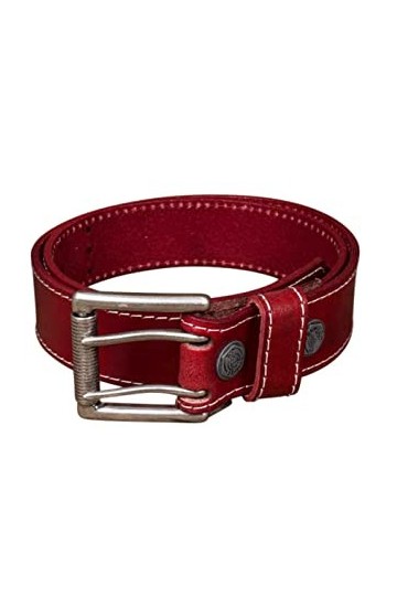 Rumble59 Ceinture en cuir avec double boucle Rouge, rouge, S