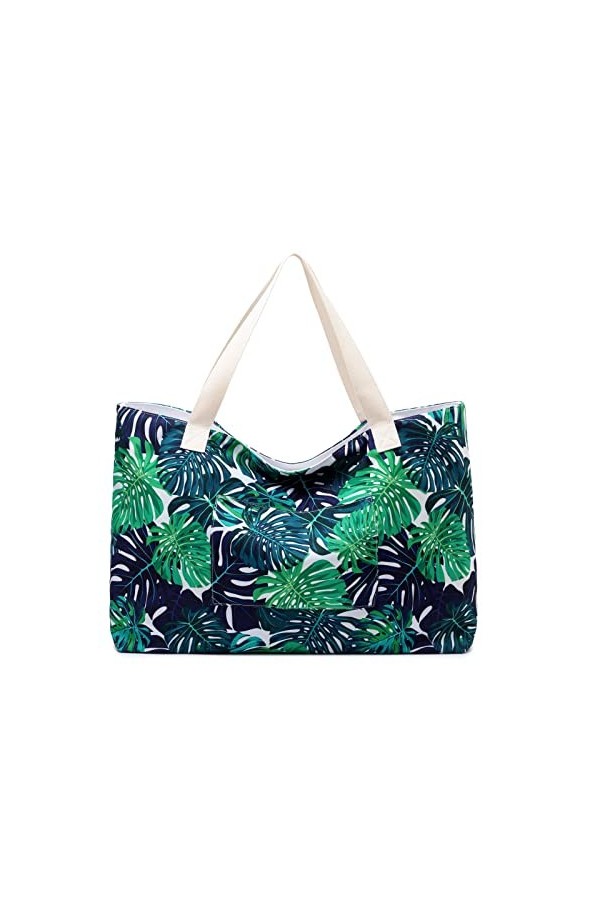 JANSBEN sac de plage XXL femme grand sac toile sac bandoulière avec fermeture éclair Crabe 