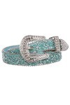 Ceinture de cowgirl avec strass étincelants pour enfant 28 mm, turquoise, 56 cm