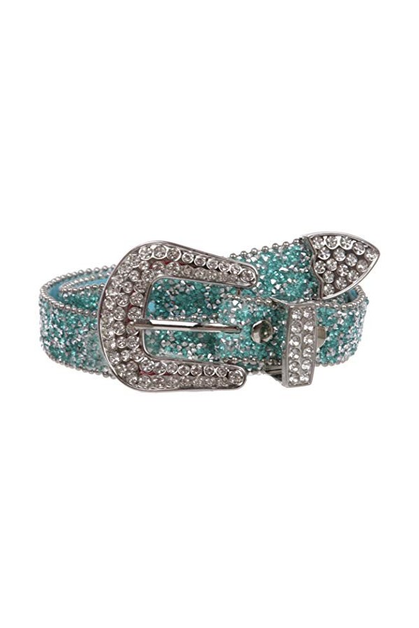 Ceinture de cowgirl avec strass étincelants pour enfant 28 mm, turquoise, 56 cm