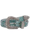 Ceinture de cowgirl avec strass étincelants pour enfant 28 mm, turquoise, 56 cm