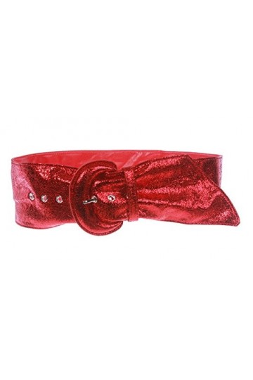Ceinture haute en métal avec motif de fissures pour femme - Rouge - S-M