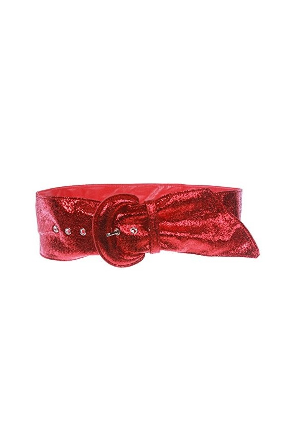 Ceinture haute en métal avec motif de fissures pour femme - Rouge - S-M