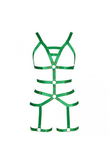 BBOHSS Harnais de corps pour femme - Sangle de poitrine réglable punk gothique - Accessoire de costume de danse, Vert, taille