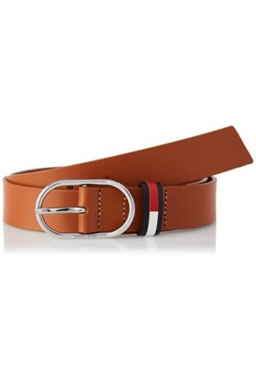 Tommy Jeans Ceinture Femme TJW Oval 3.0 Belt Ceinture Cuir, Marron Cognac , 75