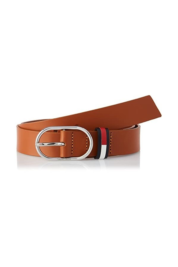 Tommy Jeans Ceinture Femme TJW Oval 3.0 Belt Ceinture Cuir, Marron Cognac , 75