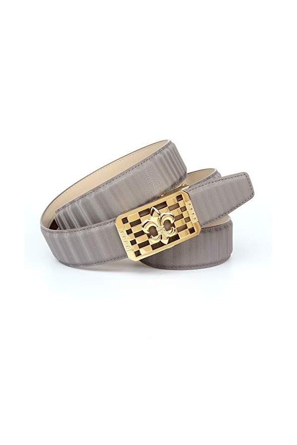 Anthoni Crown Ledergürtel Ceinture, Bleu foncé, 110 cm Femme