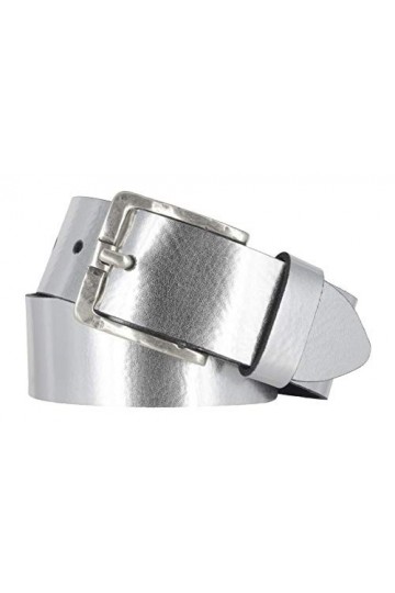 Mytem-Gear Ceinture en cuir nappa 40 mm pour femme, argenté, 80 cm