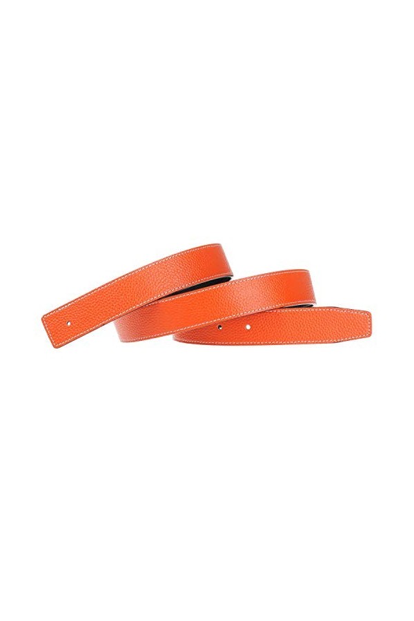 GANGTU H Ceintures en cuir pleine fleur Remplacement Sangle de ceinture sans boucle 32mm largeur Orange