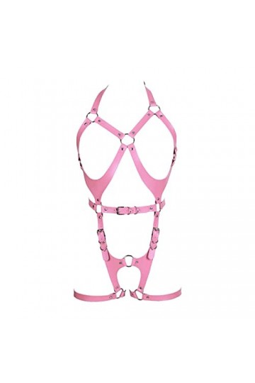 PETMHS Punk Harnais en cuir - Ceinture gothique rave - Ceinture de corps entière - Chaînes de taille - Chaines de nuit - Body