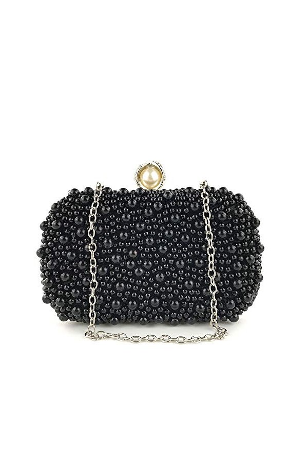 GALSOR Sac de fête Femmes Perles Soirée Sac À Main Noble Porte-monnaie Élégant Portefeuille De Mariage Clutch Purse Party Bla