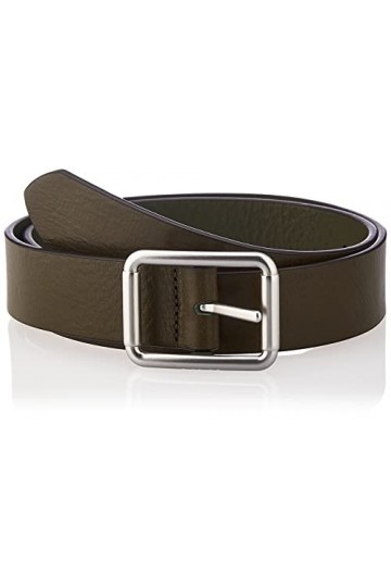 LEVIS FOOTWEAR AND ACCESSORIES Womens Mid-Width Center Bar Belt, Dark Army Green, 105