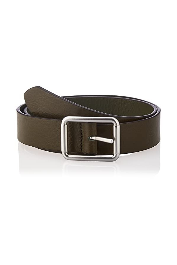 LEVIS FOOTWEAR AND ACCESSORIES Womens Mid-Width Center Bar Belt, Dark Army Green, 105