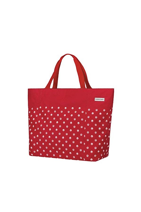 anndora Sac de shopping XXL - Sac de plage - Sac à bandoulière - Couleur au choix, Rouge à pois blancs., xxl