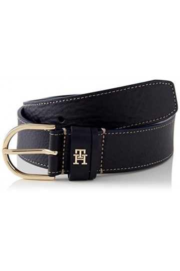 Tommy Hilfiger Ceinture Femme TH Timeless 3.5 Topstitch Ceinture Cuir, Bleu Space Blue , 130
