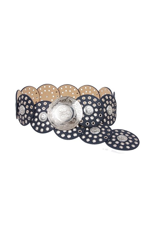 Ceinture en cuir concho pour femme de 90&nbsp;mm Disque Boho - Rose - S - 39 de bout en bout