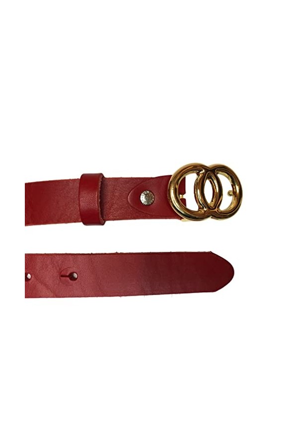 Generico Ceinture femme 100 % cuir modèle Gucci boucle acier Made in Italy couleur rouge hauteur 2,5 cm, rouge, 125 cm accorc