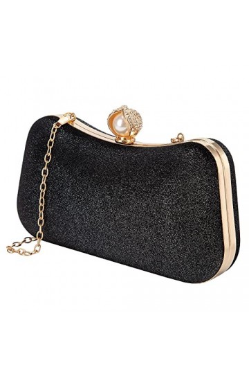 Pochette de Soirée Femme Sac à Main en Bandoulière Chaîne Démontable, Moda Embrayage Clutch en Paillettes Brillant pour Maria