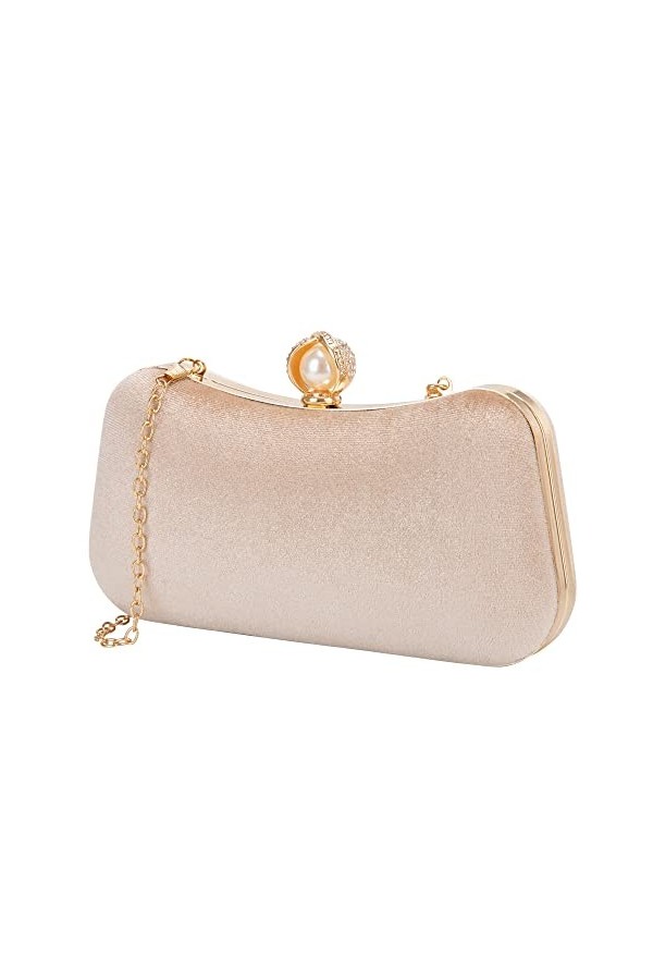 Pochette de Soirée Femme Sac à Main en Bandoulière Chaîne Démontable, Moda Embrayage Clutch en Paillettes Brillant pour Maria