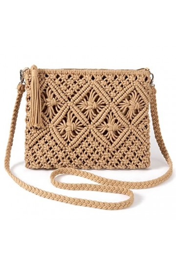 Ayakizi Sac de Plage dété Sac à Main en Paille pour Femme, Petit Pochette et Clutches Sac à Bandoulière Tissé Messager de Lo