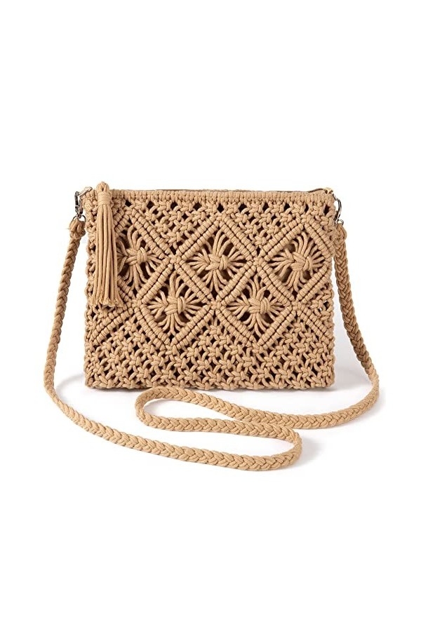 Ayakizi Sac de Plage dété Sac à Main en Paille pour Femme, Petit Pochette et Clutches Sac à Bandoulière Tissé Messager de Lo