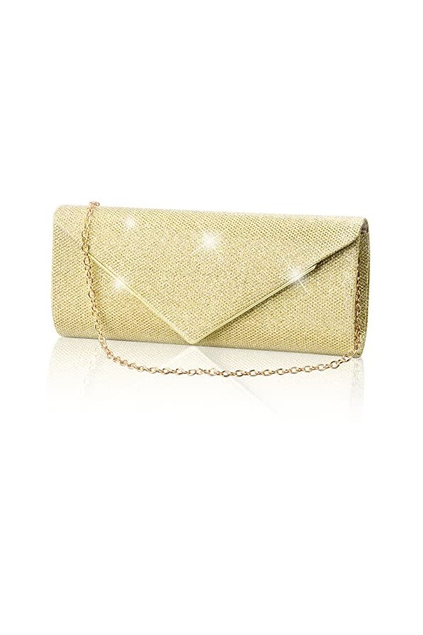 Sac de Soirée Pochette, Pochette Enveloppe Sac de Soirée pour Femme, Pochettes et Clutches Femme en Paillettes Brillant avec 