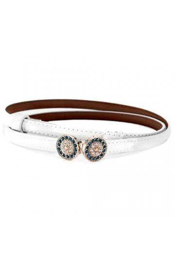 POCHY Ceintures de taille polyvalentes pour femmes, réglables en cuir, fines, 40 pouces/100cm, mode Simple, boucle dorée, cei