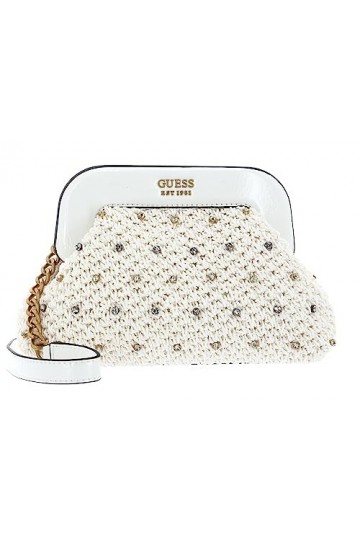 GUESS Sicilia Small Frame Clutch White