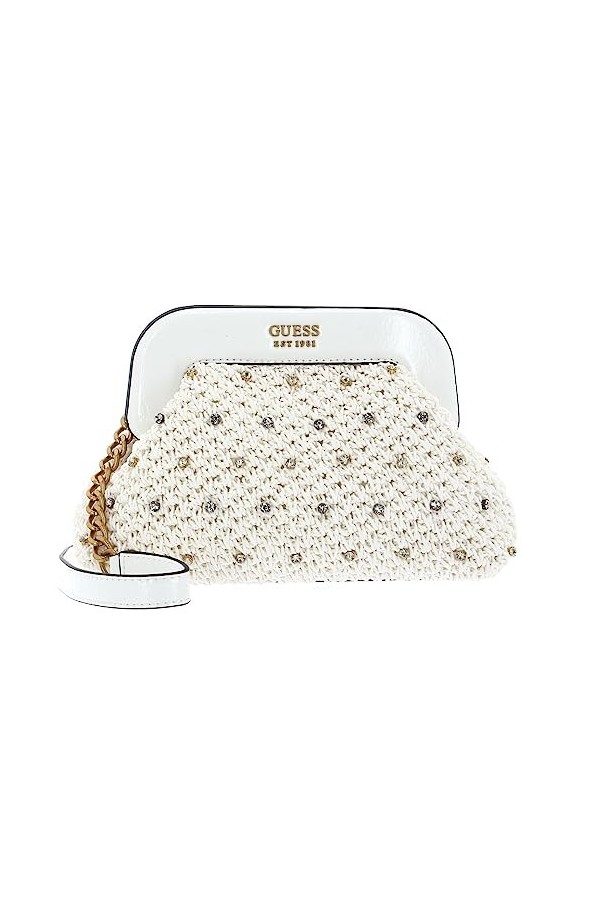GUESS Sicilia Small Frame Clutch White