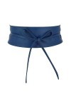 FASHIONGEN - Ceinture femme Obi en Véritable Cuir de Vachette Pleine Fleur, Ceinture pour robe, CASSIANE - Bleu, S-M