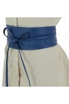 FASHIONGEN - Ceinture femme Obi en Véritable Cuir de Vachette Pleine Fleur, Ceinture pour robe, CASSIANE - Bleu, S-M