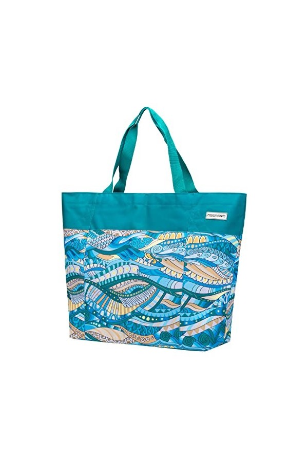 anndora Sac de shopping XXL - Sac de plage - Sac à bandoulière - Couleur au choix, Rouge à pois blancs., xxl