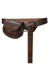 HiiFeuer Ceinture à boucle gaufrée Fenrir de Viking avec sac de ceinture gaufré nordique, Ceinture et pochette de ceinture Vi