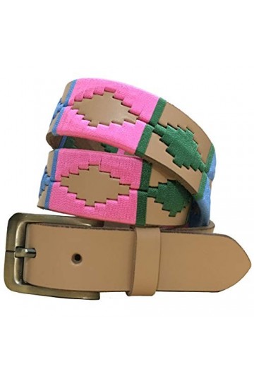 CARLOS DIAZ Ceinture Unisexe en Cuir Marron Premium Pour Hommes pour Femmes Polo de Créateur Brodé 80 cm/ 30-32 Inches 