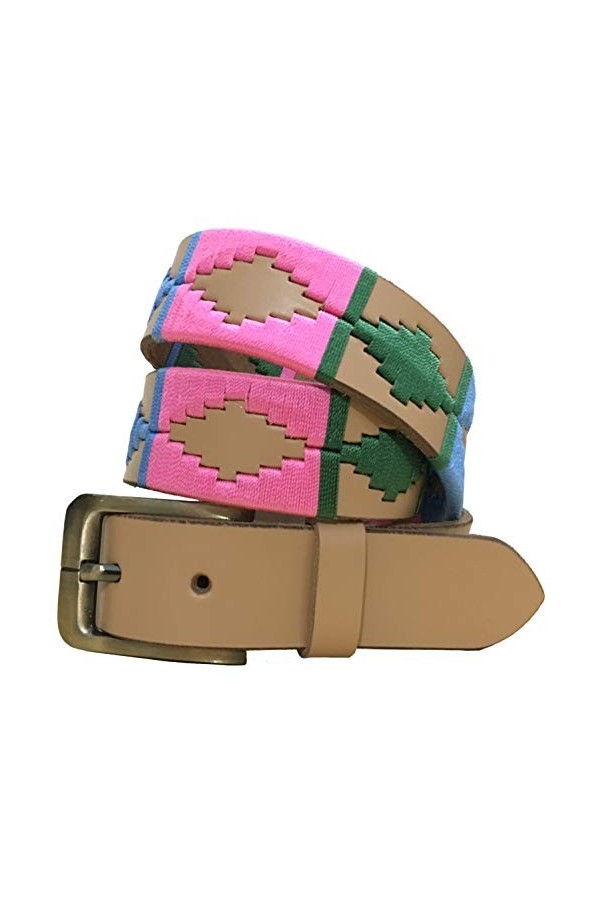 CARLOS DIAZ Ceinture Unisexe en Cuir Marron Premium Pour Hommes pour Femmes Polo de Créateur Brodé 80 cm/ 30-32 Inches 