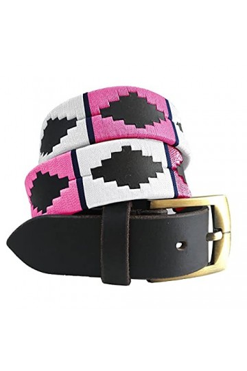 CARLOS DIAZ Ceinture Unisexe en Cuir Marron Premium Pour Hommes pour Femmes Polo de Créateur Brodé 80 cm/ 30-32 Inches 