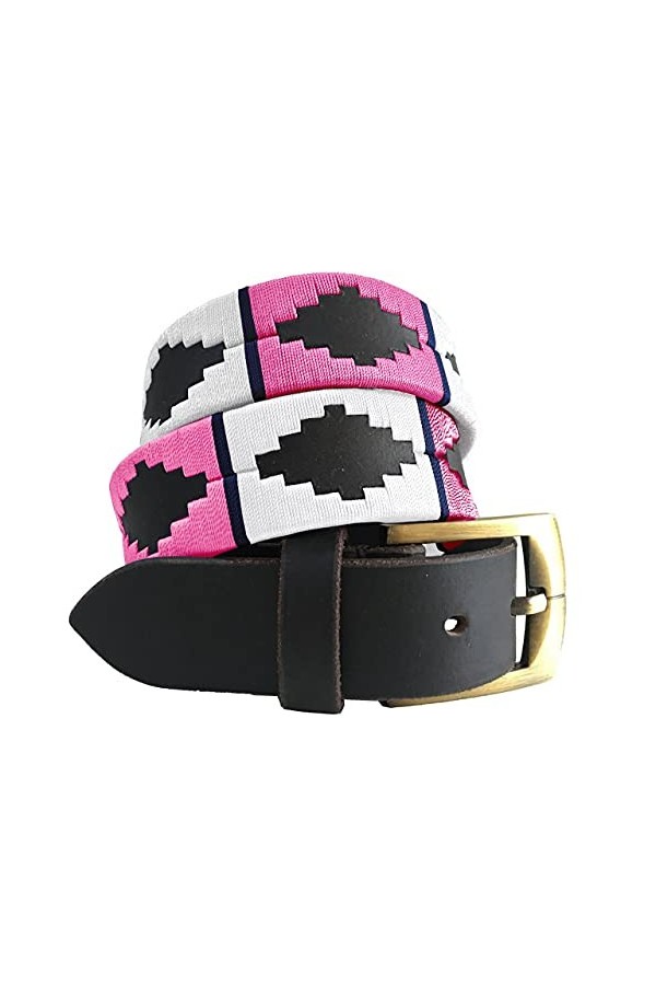 CARLOS DIAZ Ceinture Unisexe en Cuir Marron Premium Pour Hommes pour Femmes Polo de Créateur Brodé 80 cm/ 30-32 Inches 