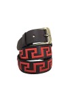 CARLOS DIAZ Ceinture Unisexe en Cuir Marron Premium Pour Hommes pour Femmes Polo de Créateur Brodé 85 cm/ 32-34 Inches 