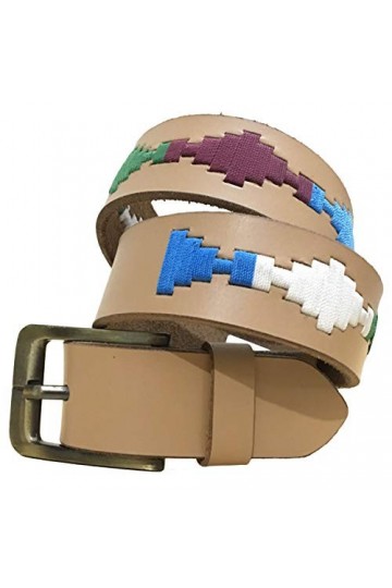 CARLOS DIAZ Ceinture Unisexe en Cuir Marron Premium Pour Hommes pour Femmes Polo de Créateur Brodé 95 cm / 36-38 Inches 