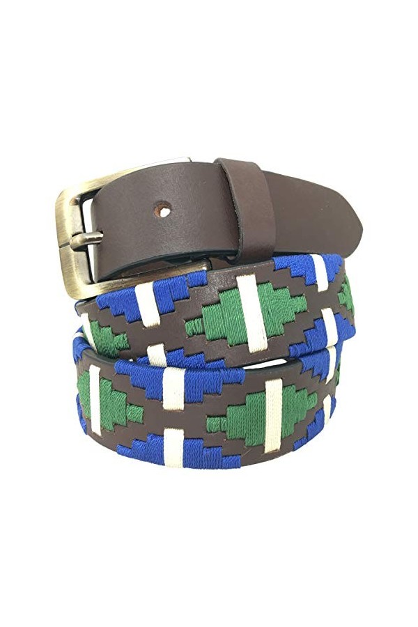 CARLOS DIAZ Ceinture Unisexe en Cuir Marron Premium Pour Hommes pour Femmes Polo de Créateur Brodé 100 cm / 40-42 Inches 